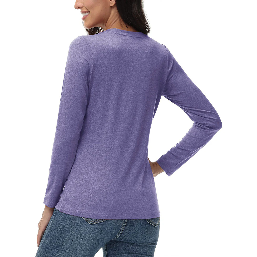 Women's V-Neck Sun Shirts UPF 50+ Long Sleeve T-Shirts