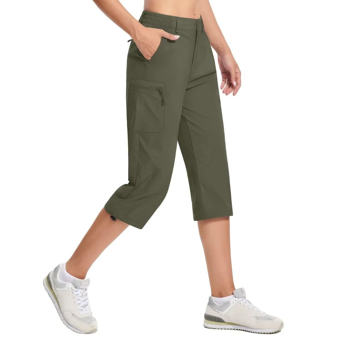 Women's Hiking Pants Cargo Capris Lightweight Stretch Water Resistant Joggers