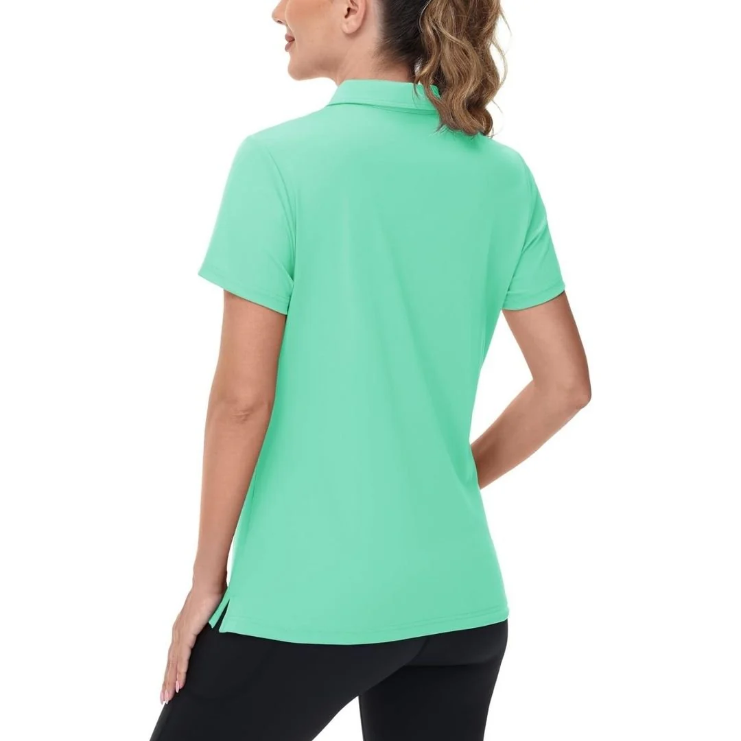 Womens V Neck Quick Dry UPF 50+ Golf Polo Shirt