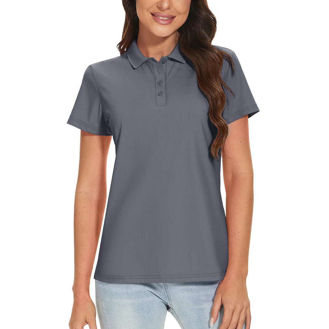 Women's Golf Tennis 4-Button Lightweight Quick-Dry Polo Collared Shirts