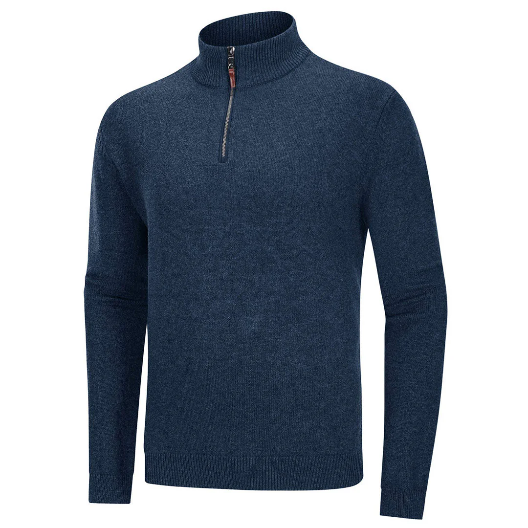 Men's Quarter-Zip Sweater Casual Pullover Knitted Jumper