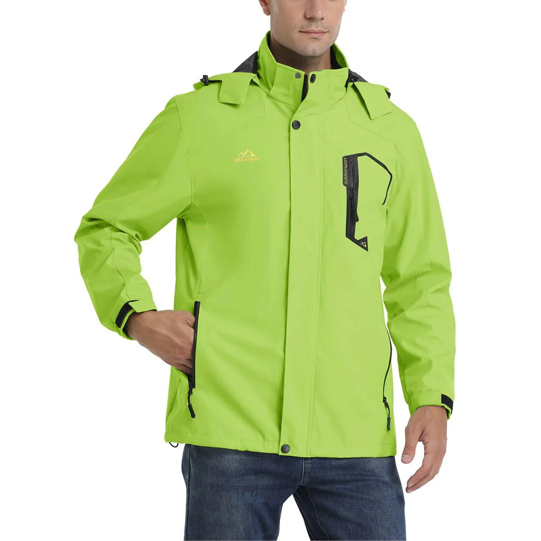 Men's Lightweight Waterproof Windproof Outdoor Hiking Jacket with Zipped Pockets