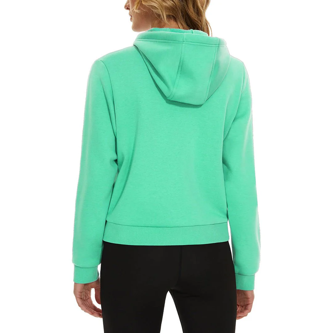 Women's Fleece Lined Full Zip Crop Tops Hoodies