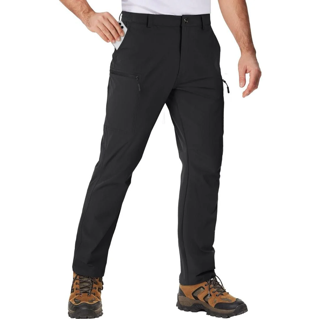 Men's Hiking Water Resistant Ripstop Pants Lightweight Quick Dry with 6 Pockets