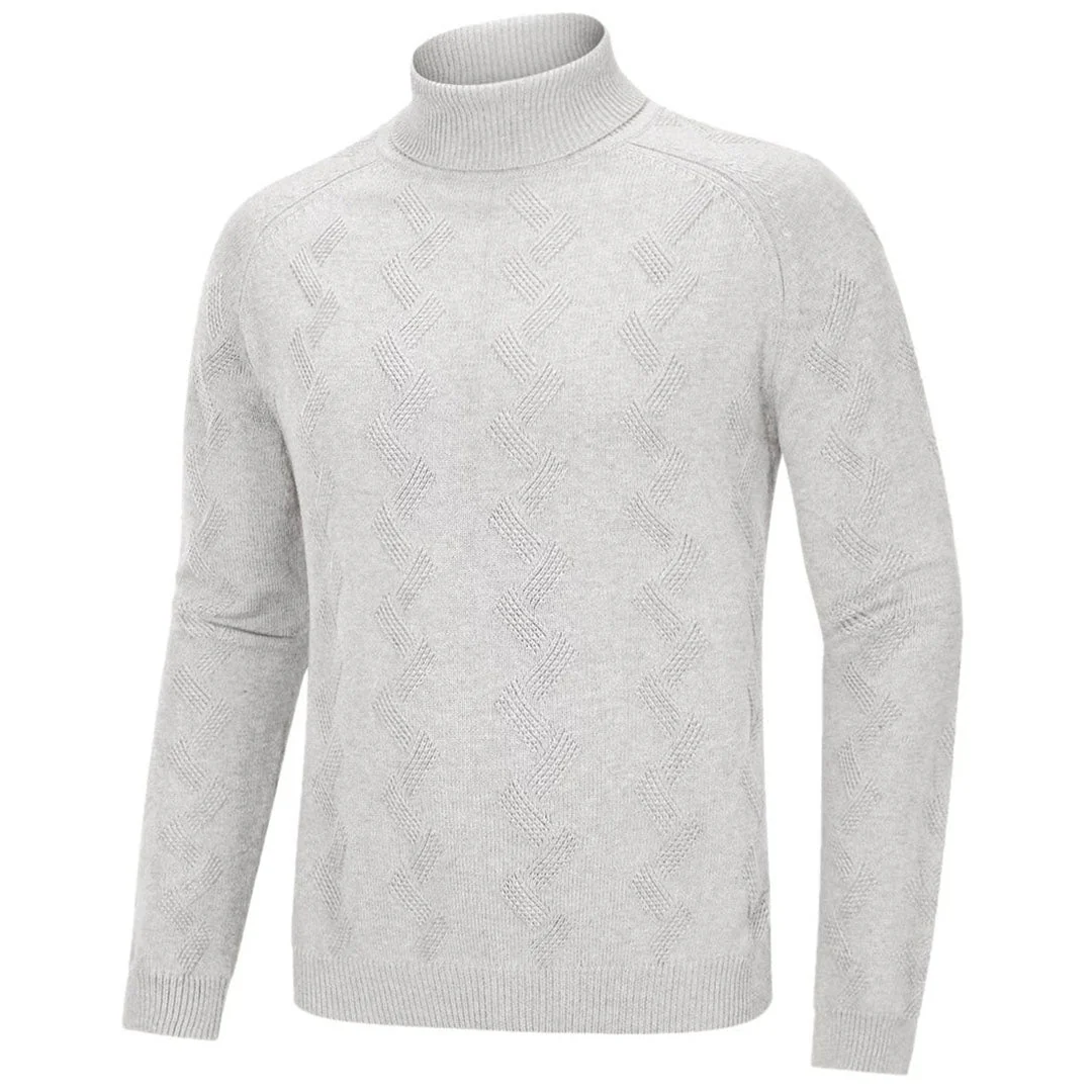 Men's Cotton Sweaters Long Sleeves Pullover Knitted Turtleneck