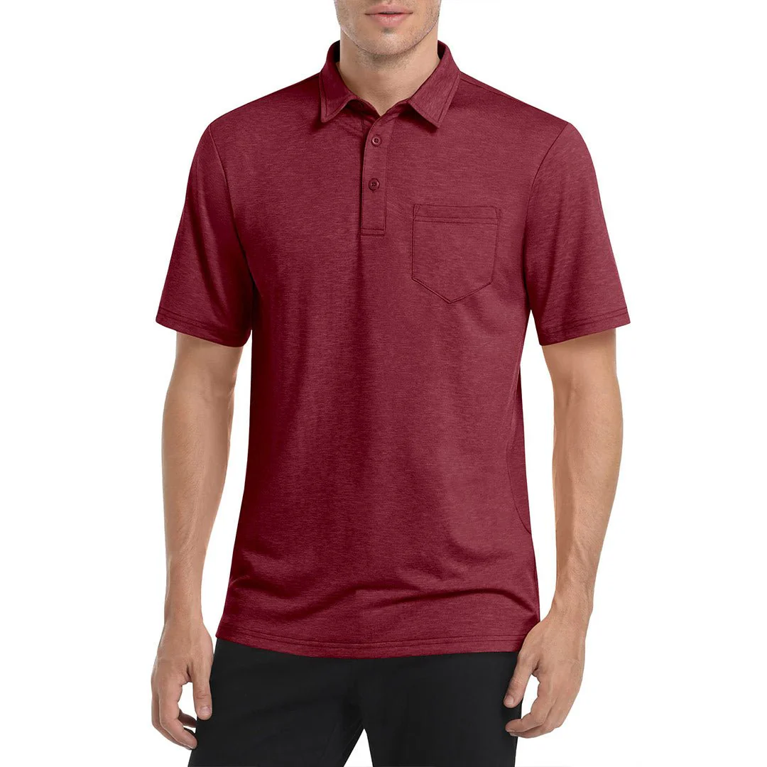 Men's Polo Quick Dry 3 Buttons T-Shirt with Pockets