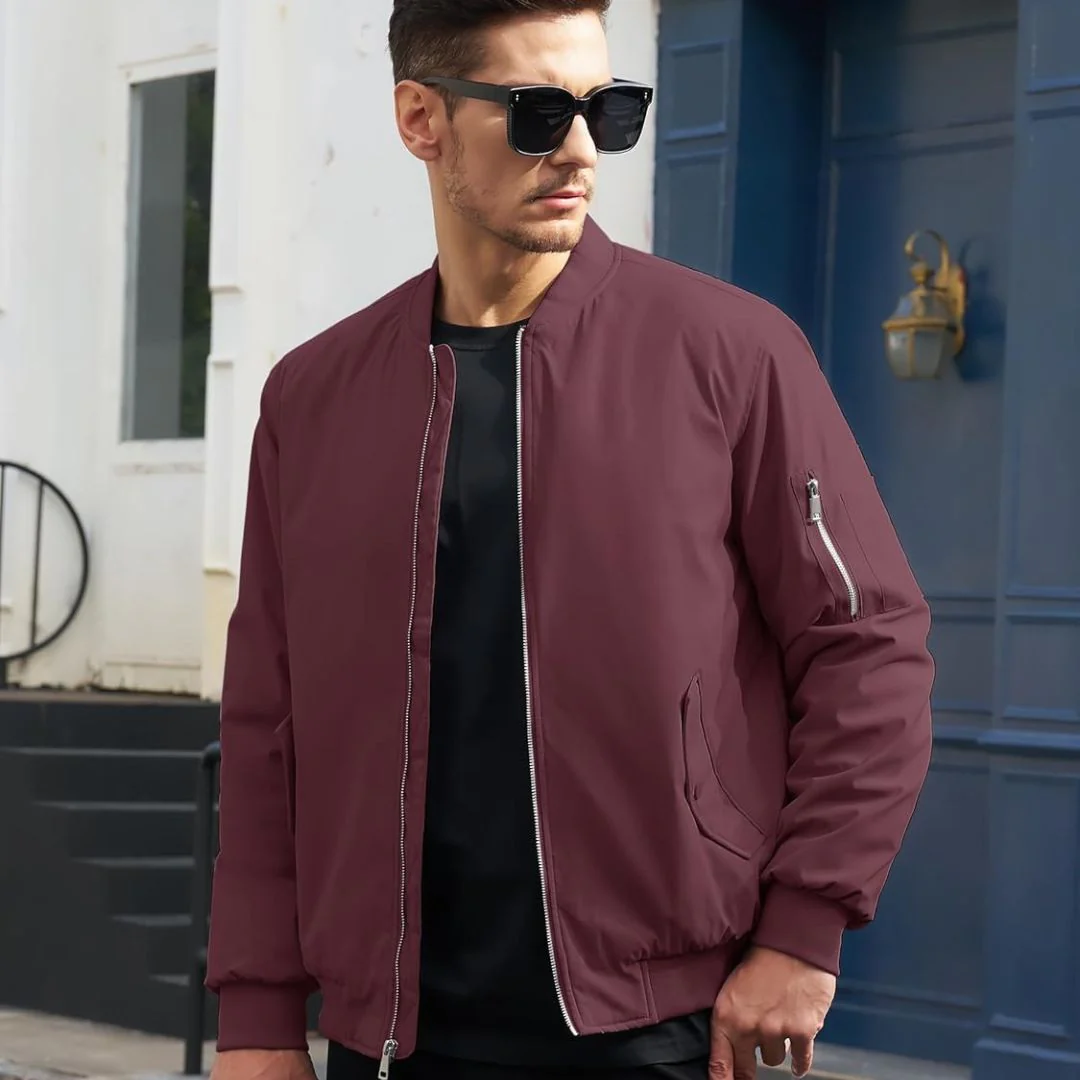 Men's Bomber Jacket Windbreaker Thermal Warm Winter Padded Coats