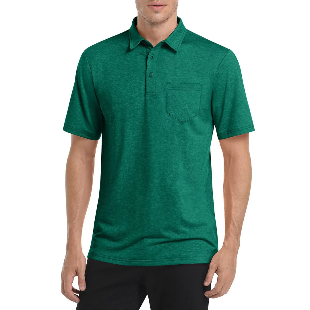 Men's Polo Quick Dry 3 Buttons T-Shirt with Pockets