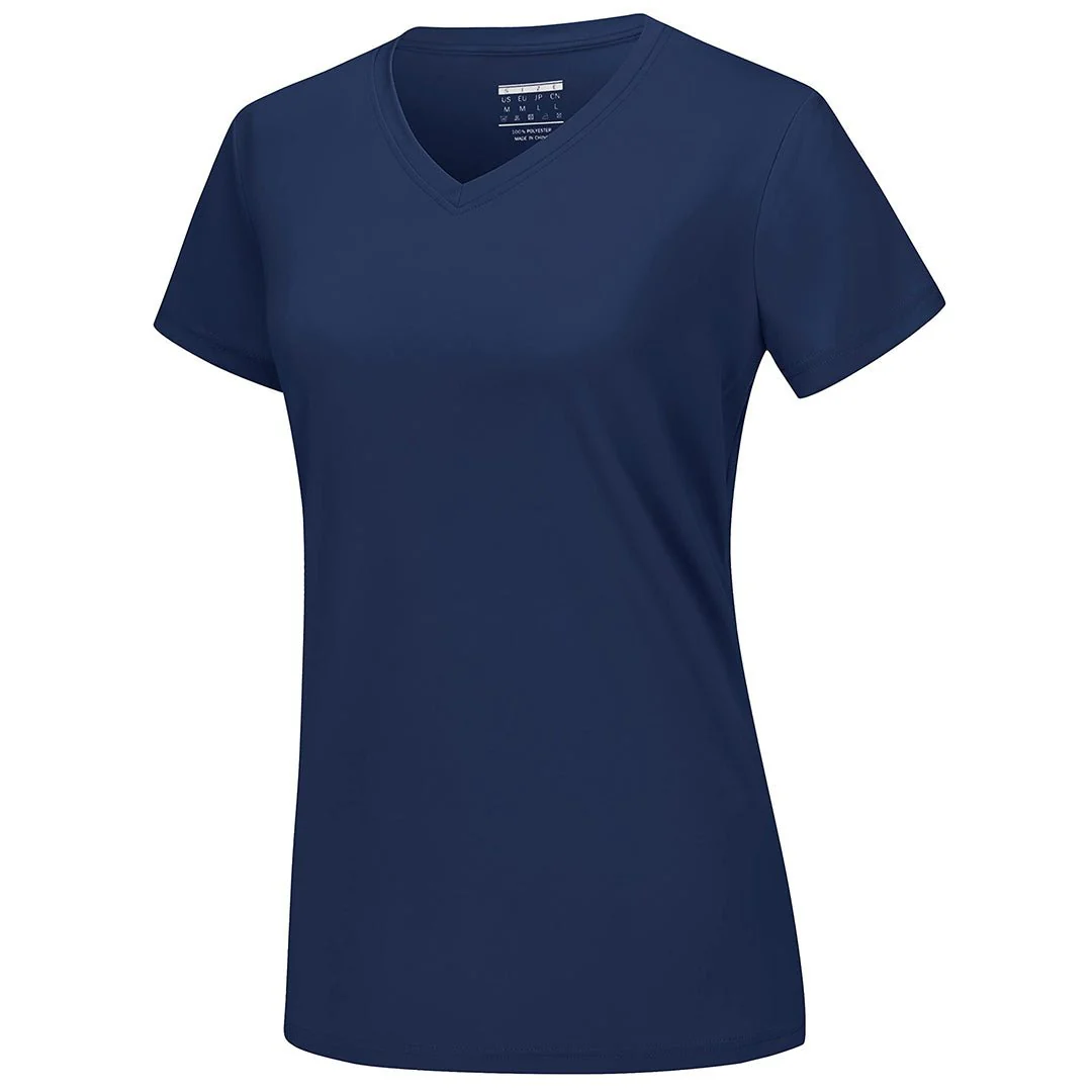 Women's UPF 50+ Sun Protection V-Neck Quick Dry Short Sleeve T-shirts