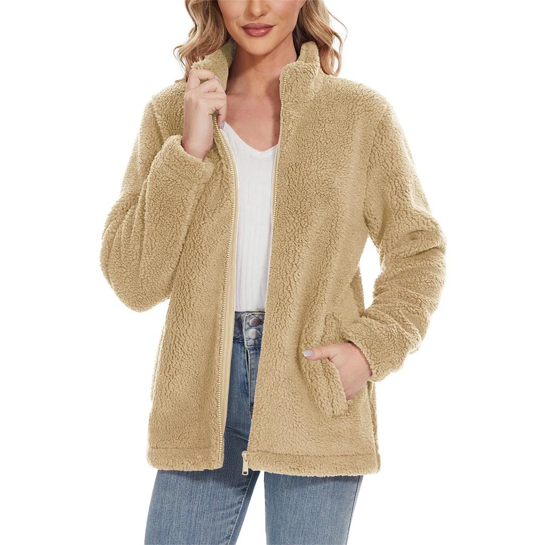 Women's Sherpa Fleece Full Zip Fuzzy Jackets