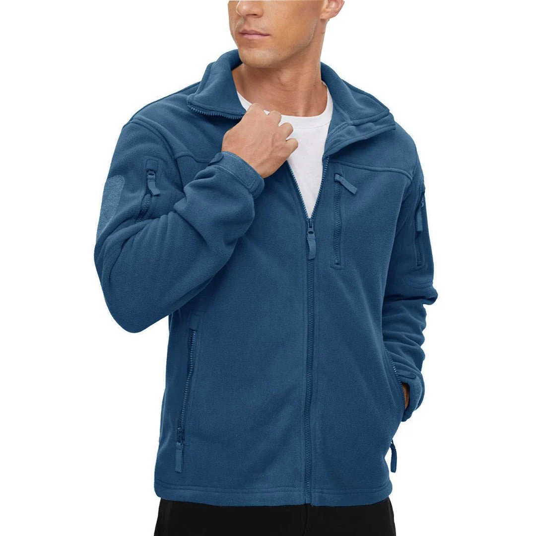 Men's Tactical Fleece Jackets Full Zip Coat with Multi Pockets