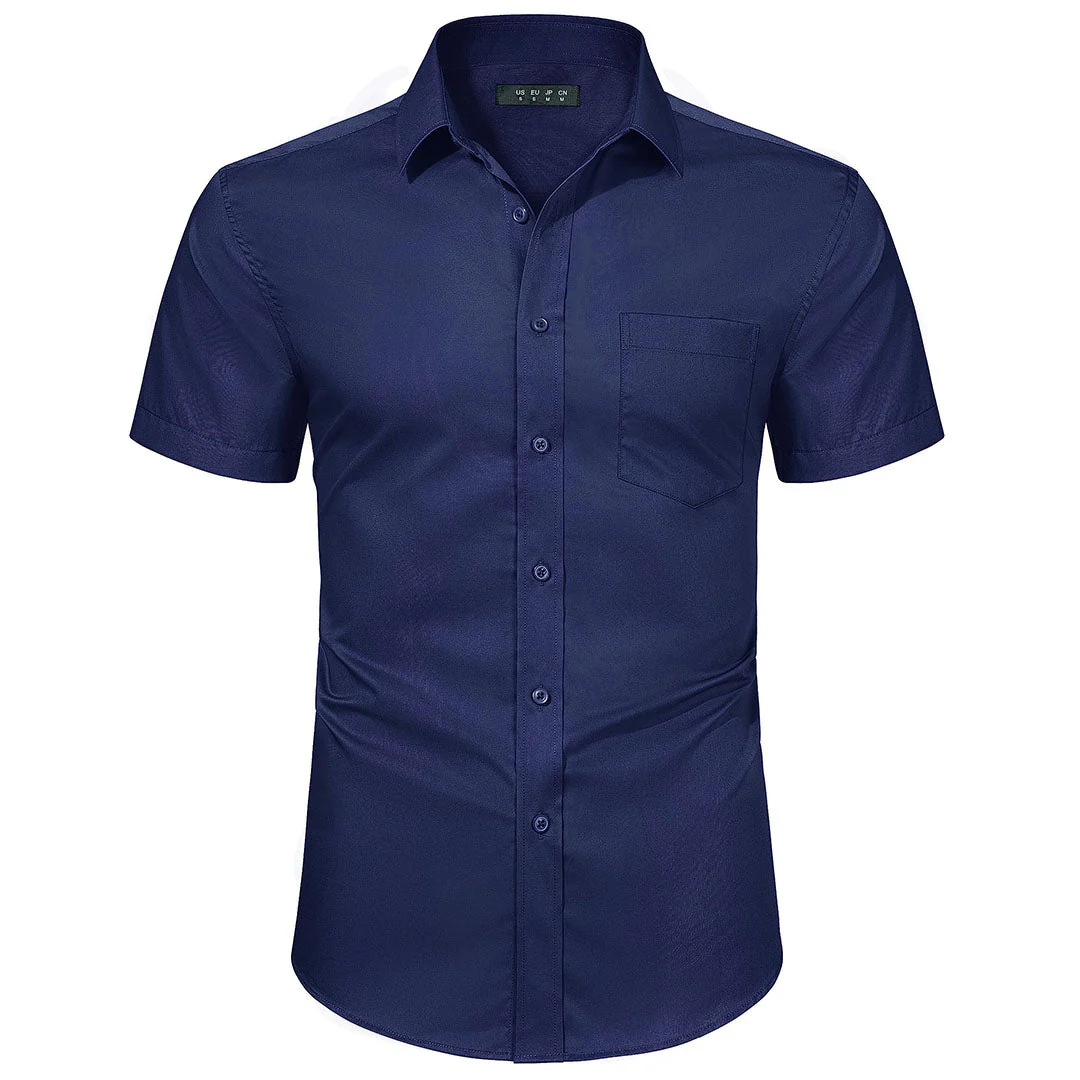Men's Summer Casual Regular Fit Button Down Short Sleeve T-shirt