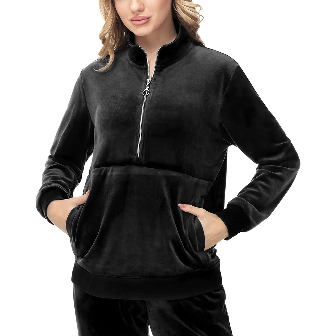 Women's Half Zip Velour Pullovers