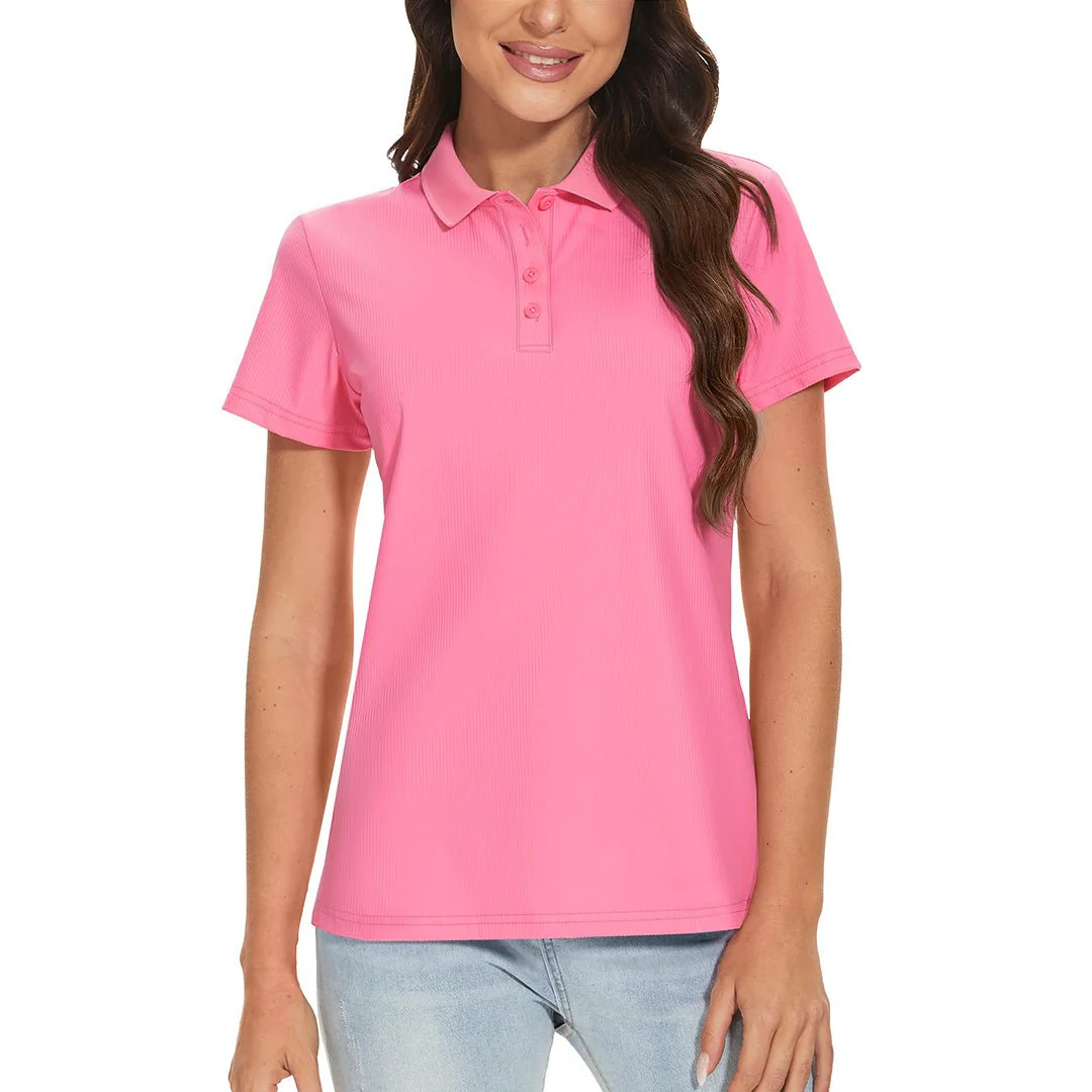 Women's Golf Tennis 4-Button Lightweight Quick-Dry Polo Collared Shirts
