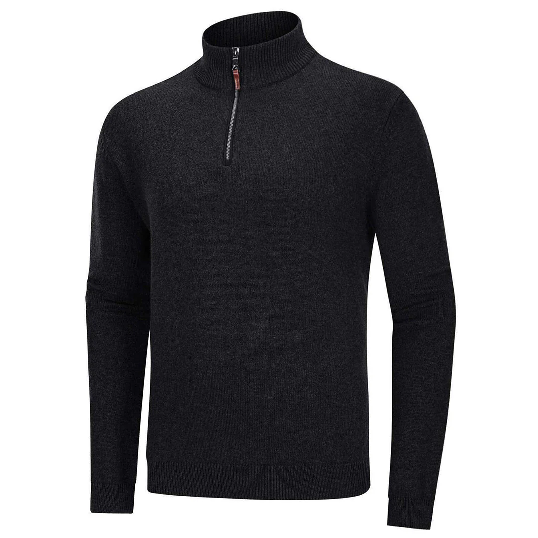 Men's Quarter-Zip Sweater Casual Pullover Knitted Jumper