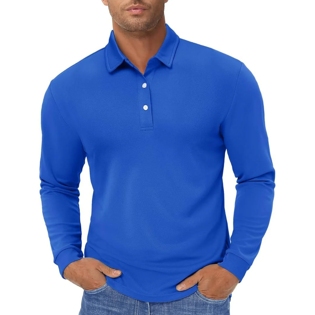 Men's Quick Dry Golf Polo Long Sleeve Shirt