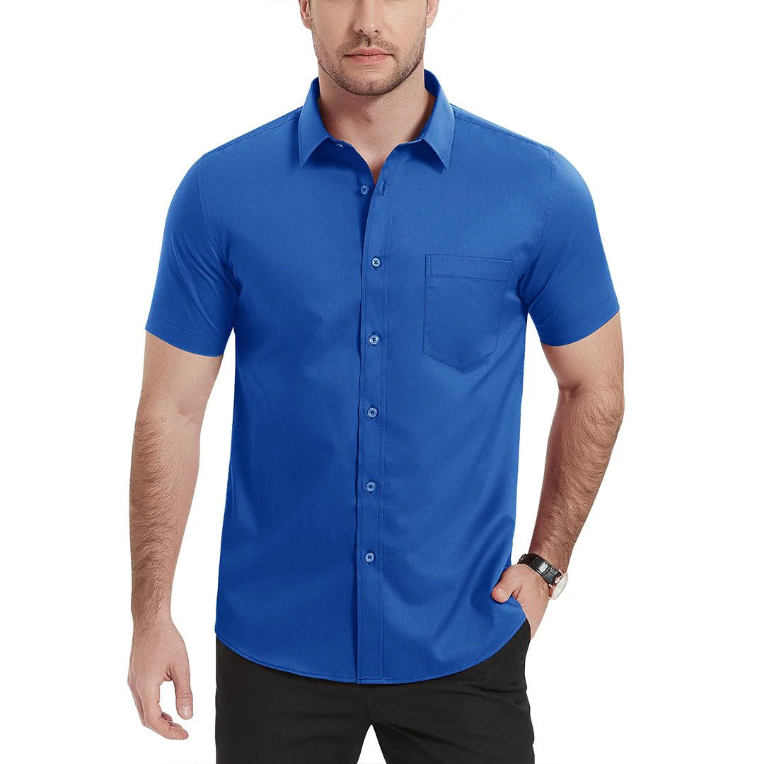 Men's Summer Casual Regular Fit Button Down Short Sleeve T-shirt