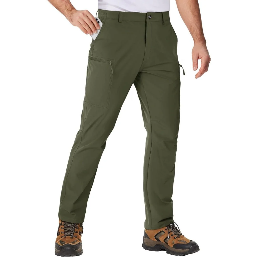 Men's Hiking Water Resistant Ripstop Pants Lightweight Quick Dry with 6 Pockets