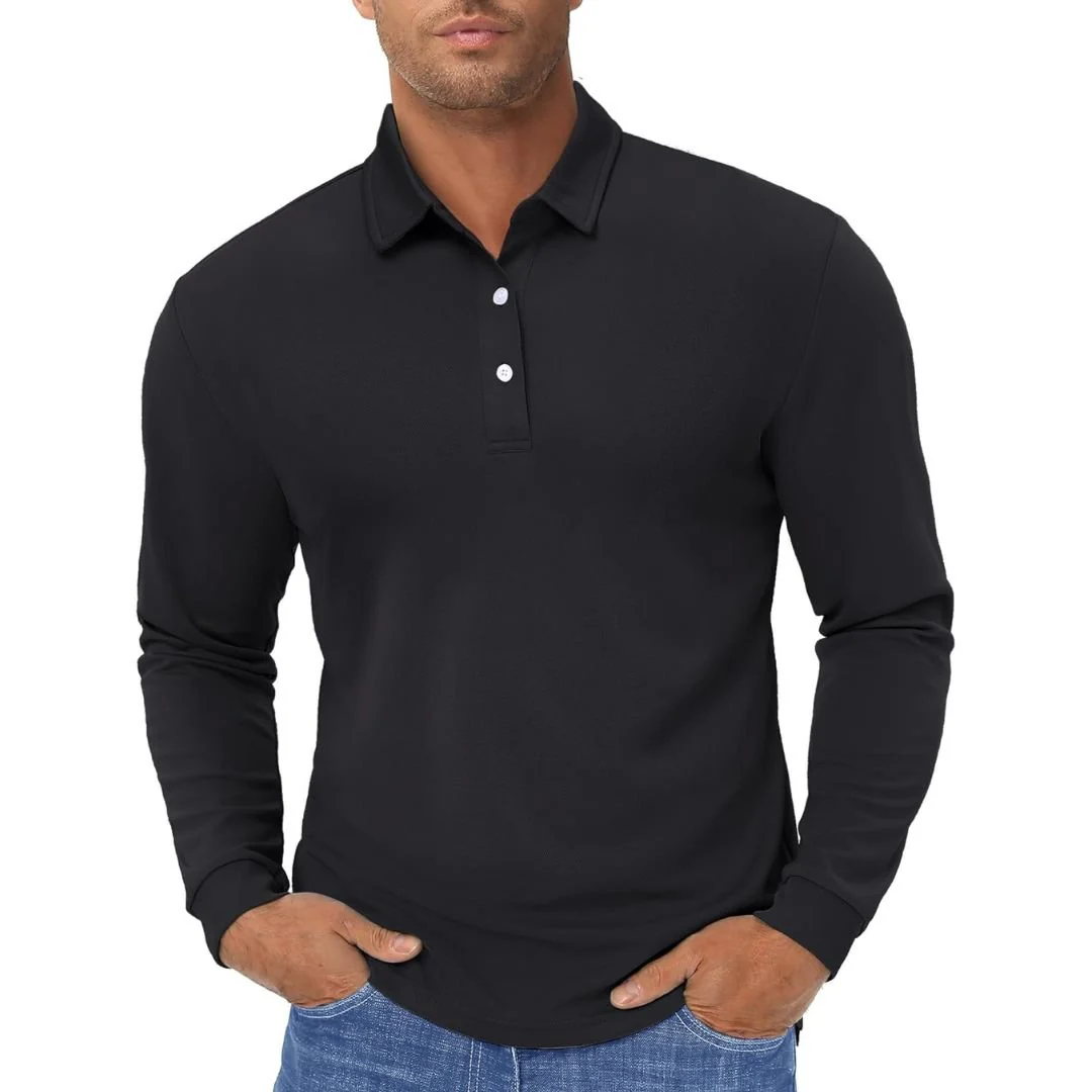 Men's Quick Dry Golf Polo Long Sleeve Shirt