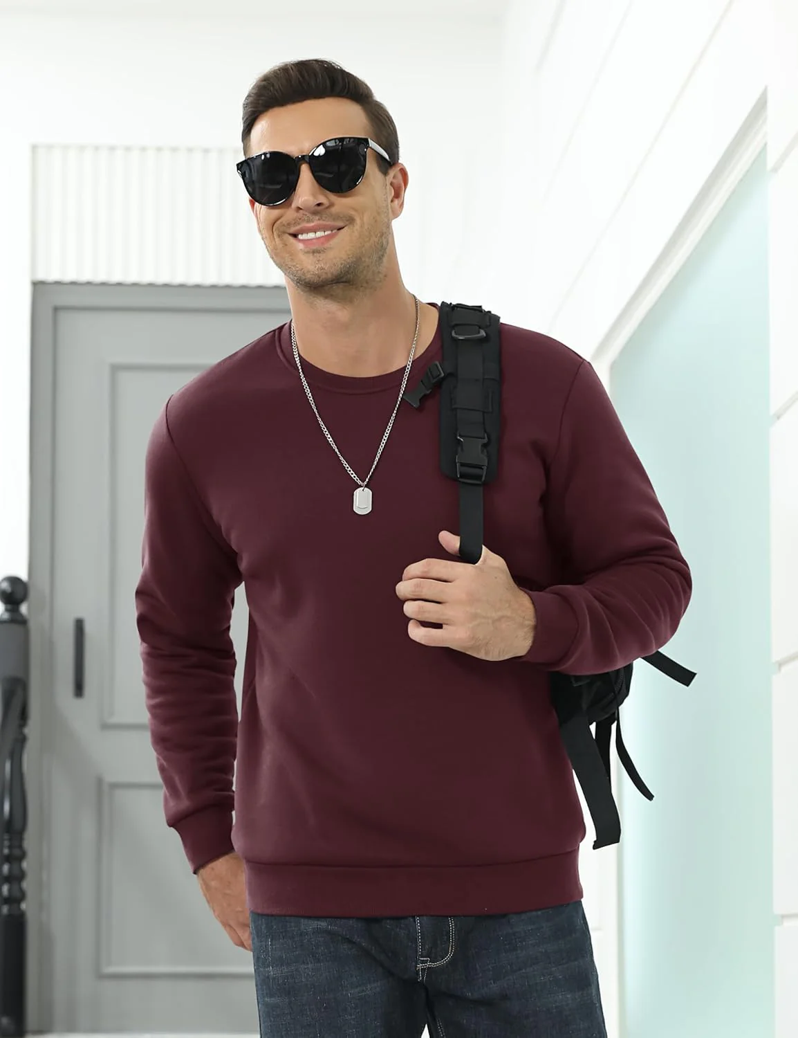 Men's Uncw Sweatshirts Vintage Crewneck Winter Active Warm Outdoor