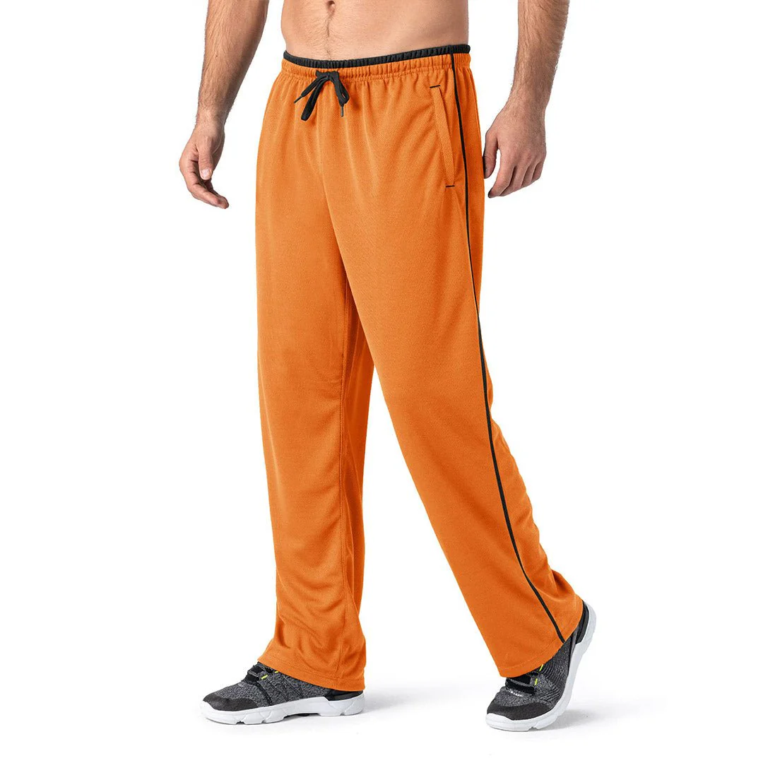 Men's Casual Open Bottom Mesh Sweatpants with Pockets