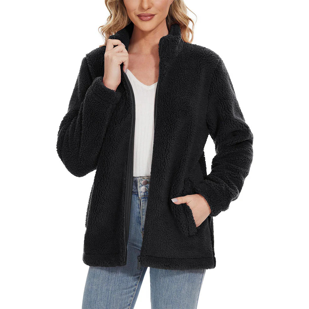 Women's Sherpa Fleece Full Zip Fuzzy Jackets
