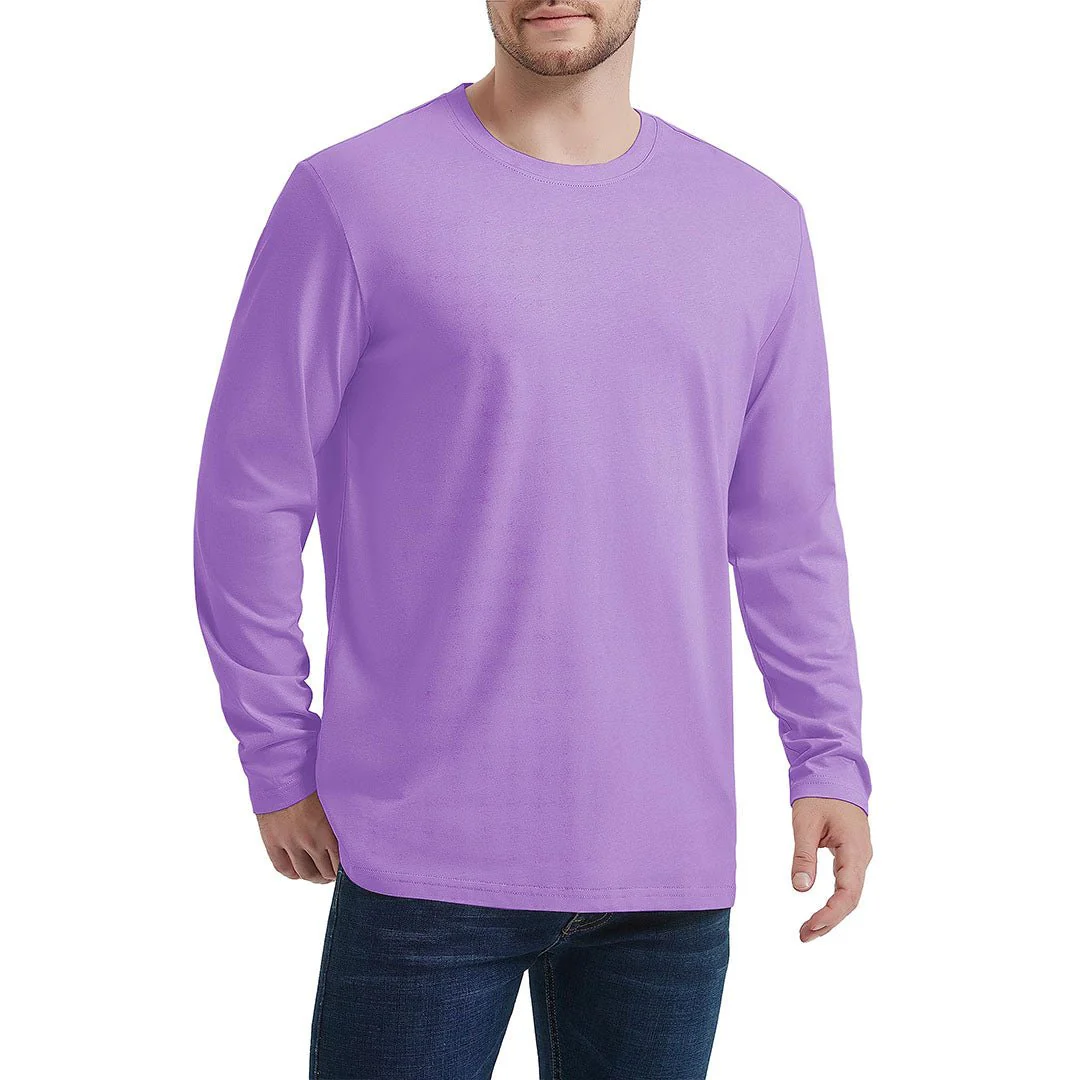 Men's Cotton Solid Color Classic Casual Long Sleeve T-shirt
