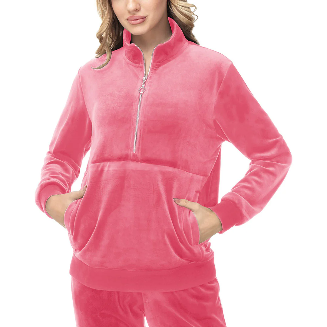 Women's Half Zip Velour Pullovers