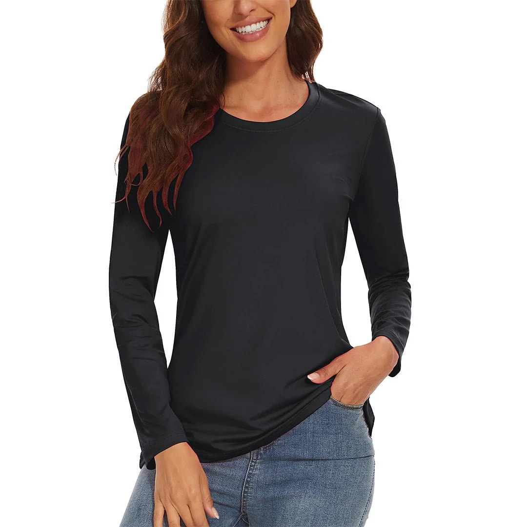 Women's UPF 80+ Quick Dry Crew Neck Long Sleeve T-Shirts