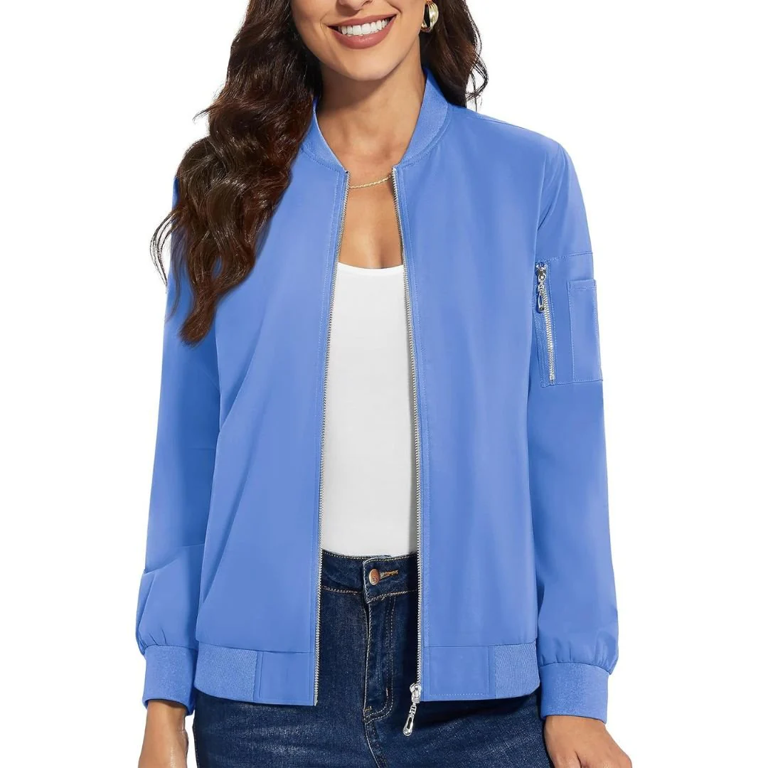 Women's Lightweight Casual Windbreaker Bomber Jackets