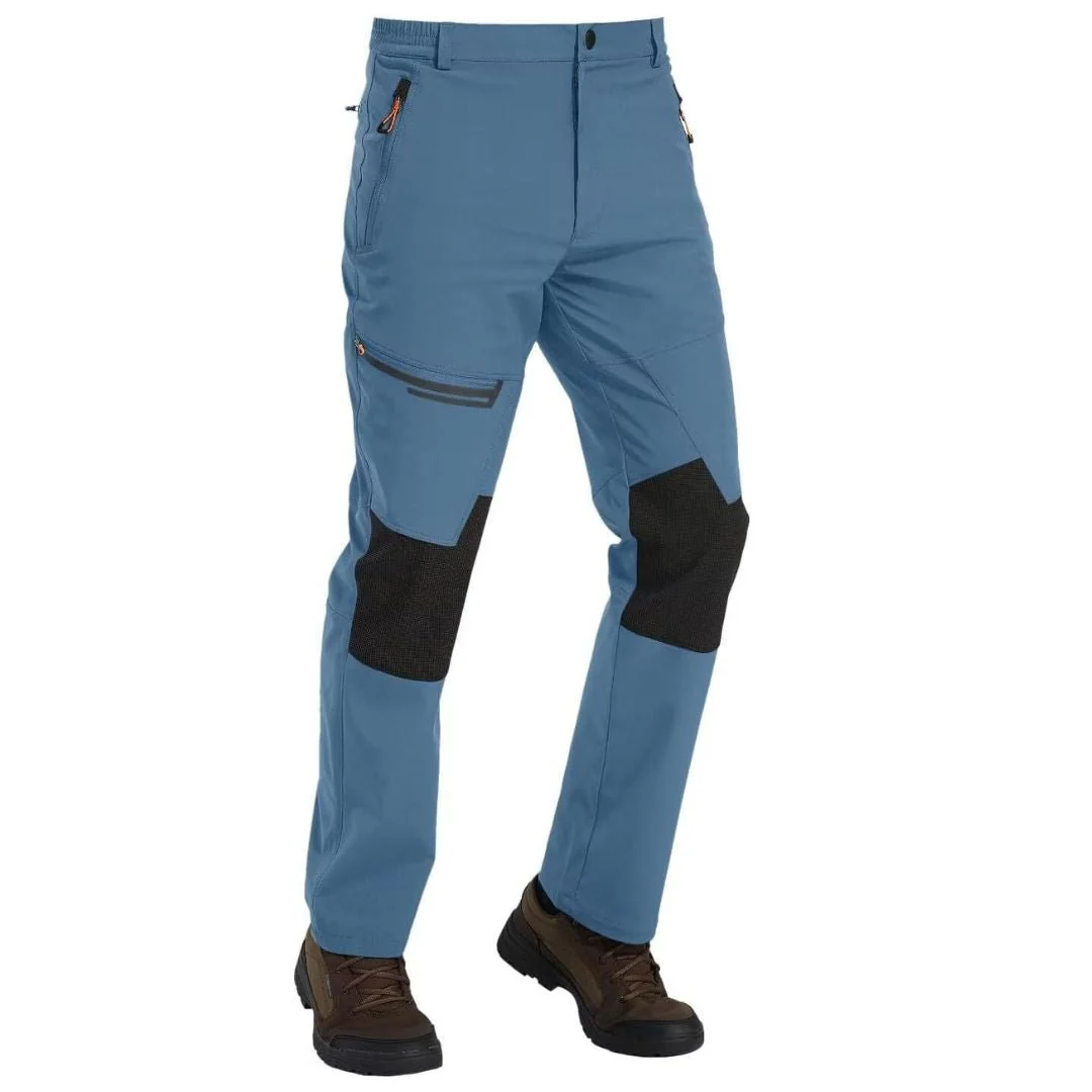Men's Hiking Fleece Lined Reinforced Knees Softshell Pants