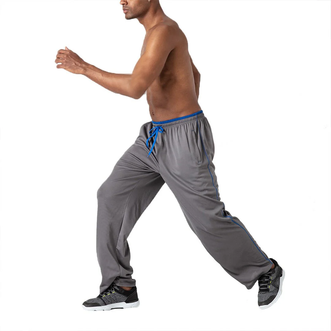 Men's Casual Open Bottom Mesh Sweatpants with Pockets