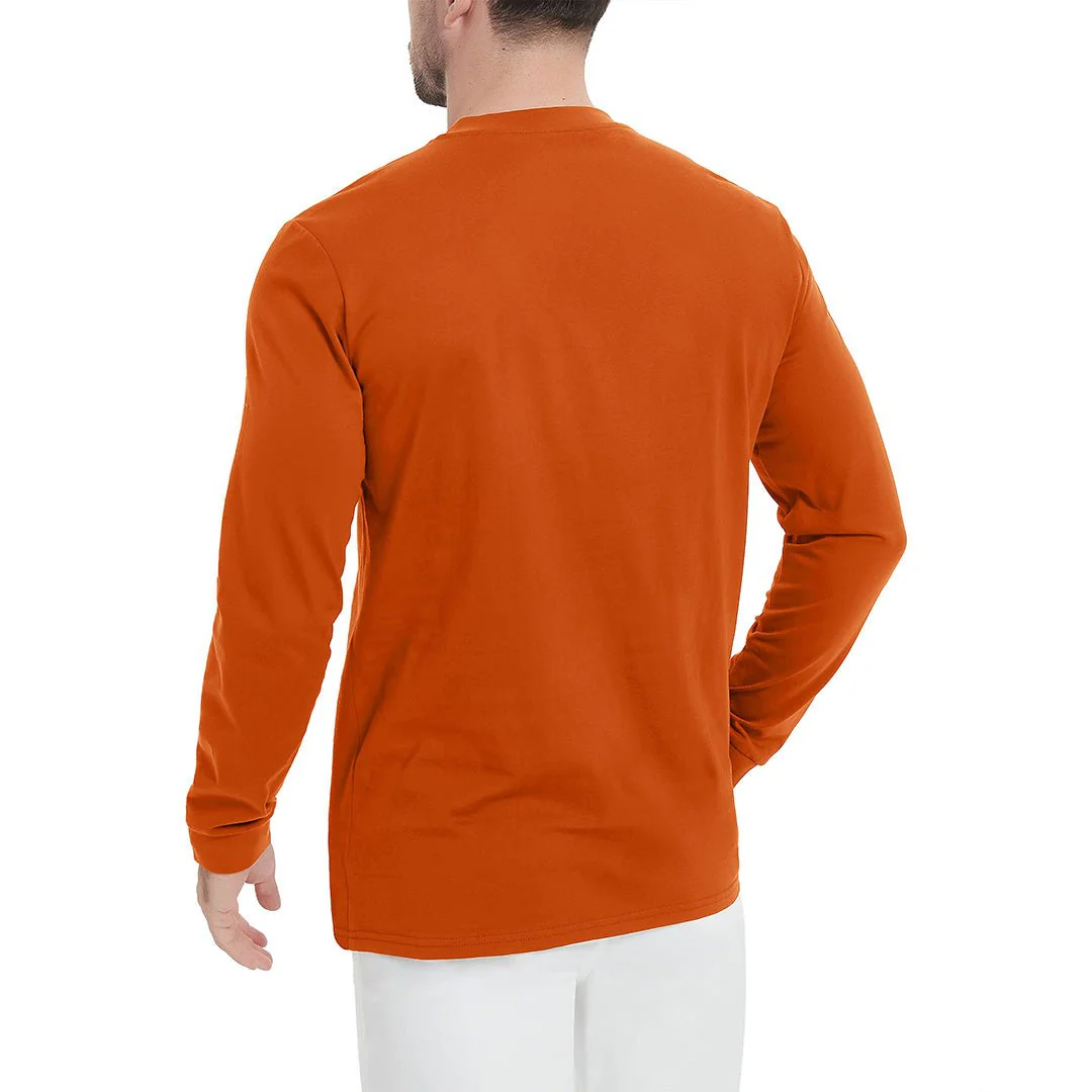 Men's Henley Long Sleeve Cotton Casual Moisture Wicking Shirts