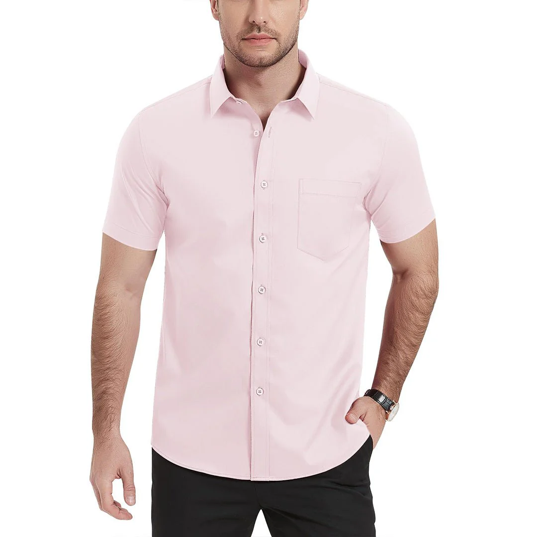 Men's Summer Casual Regular Fit Button Down Short Sleeve T-shirt