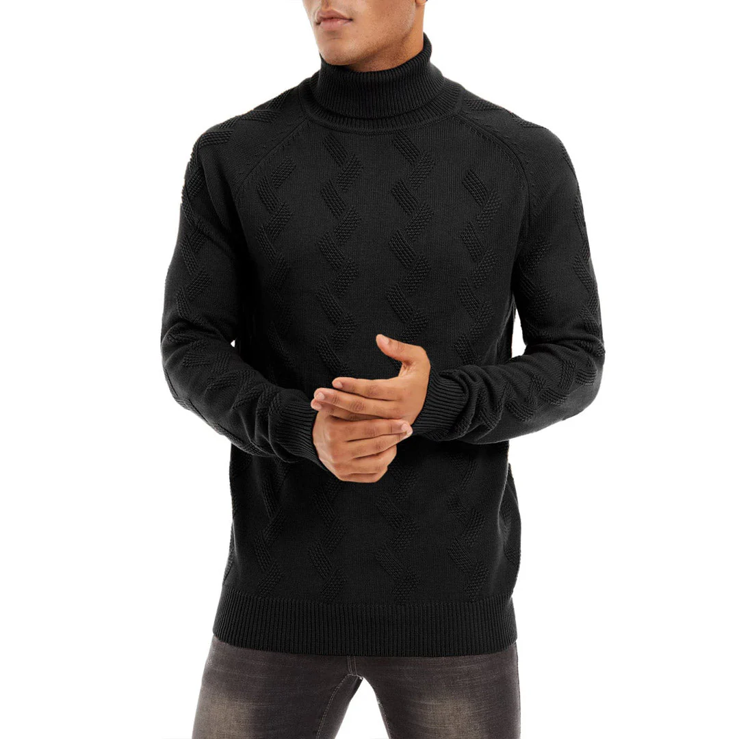 Men's Cotton Sweaters Long Sleeves Pullover Knitted Turtleneck