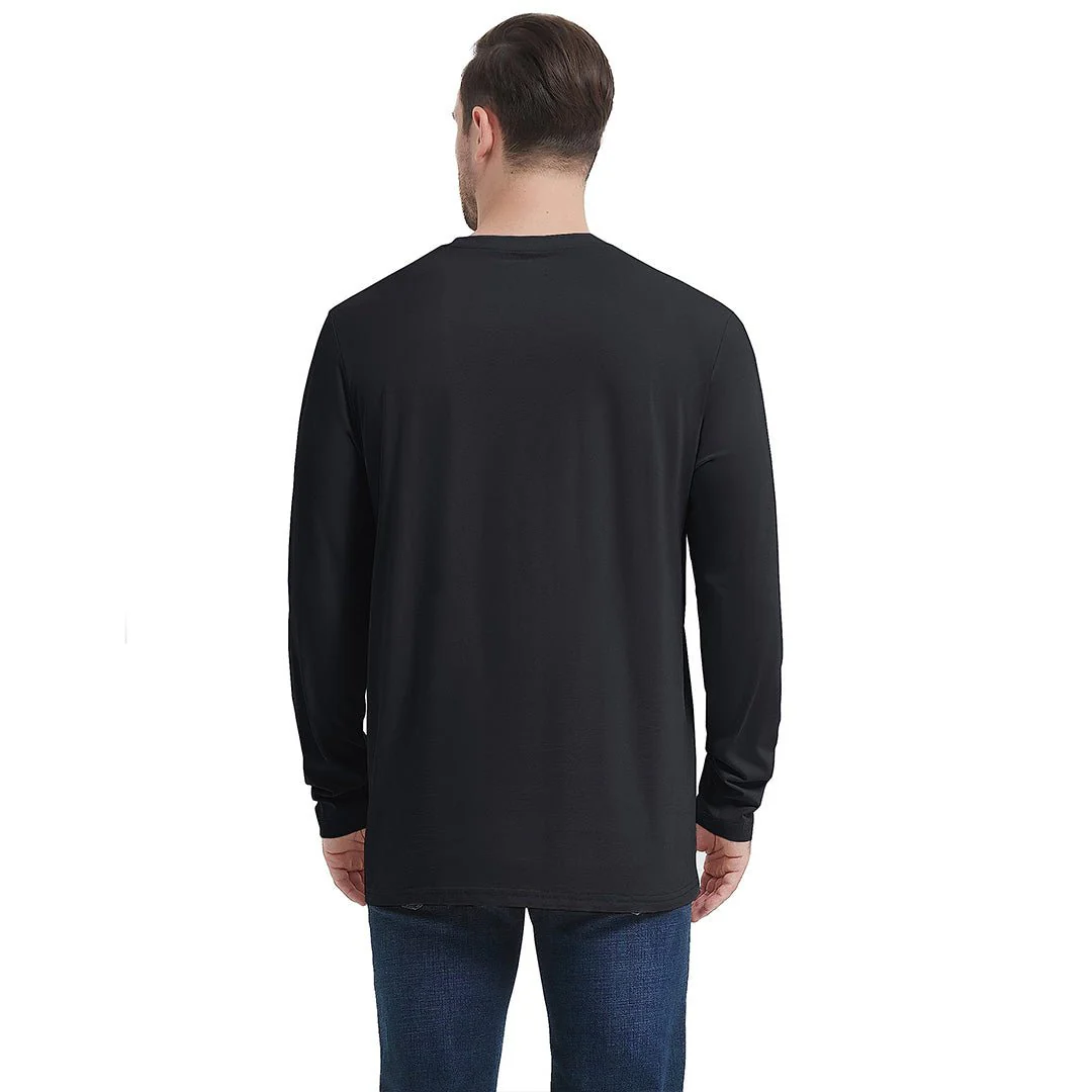 Men's Cotton Solid Color Classic Casual Long Sleeve T-shirt