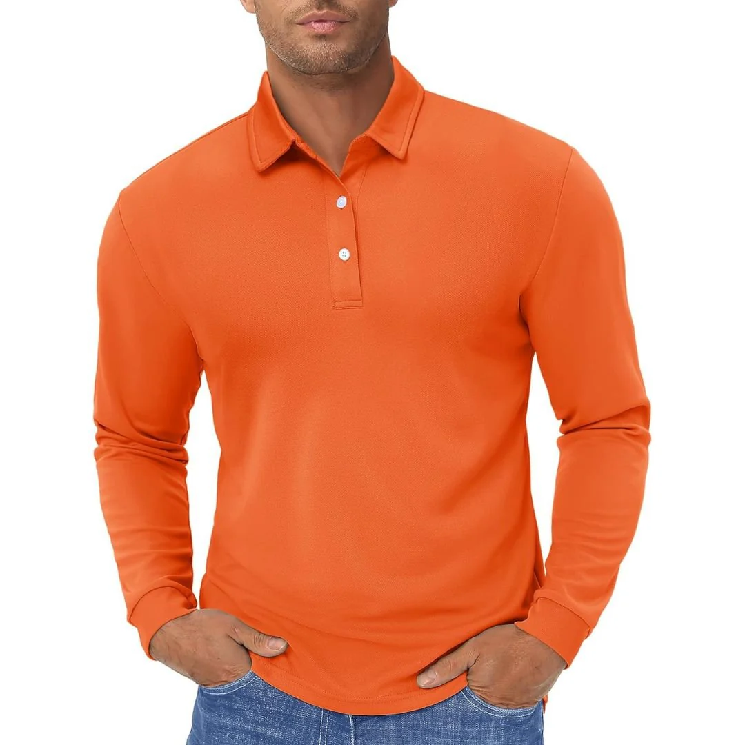 Men's Quick Dry Golf Polo Long Sleeve Shirt