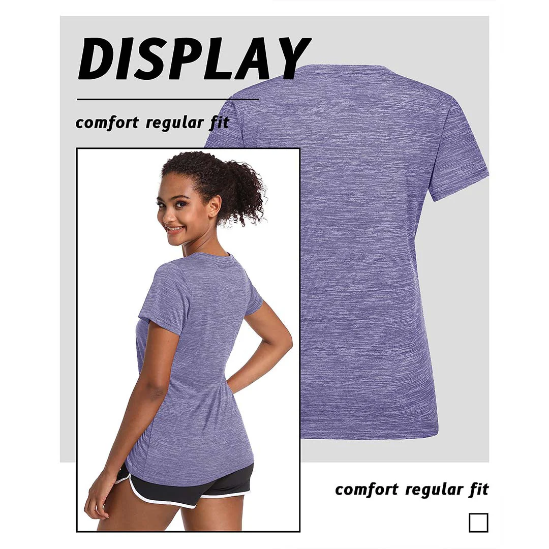 Women's Quick Dry Athletic V-Neck Yoga Gym T-shirts