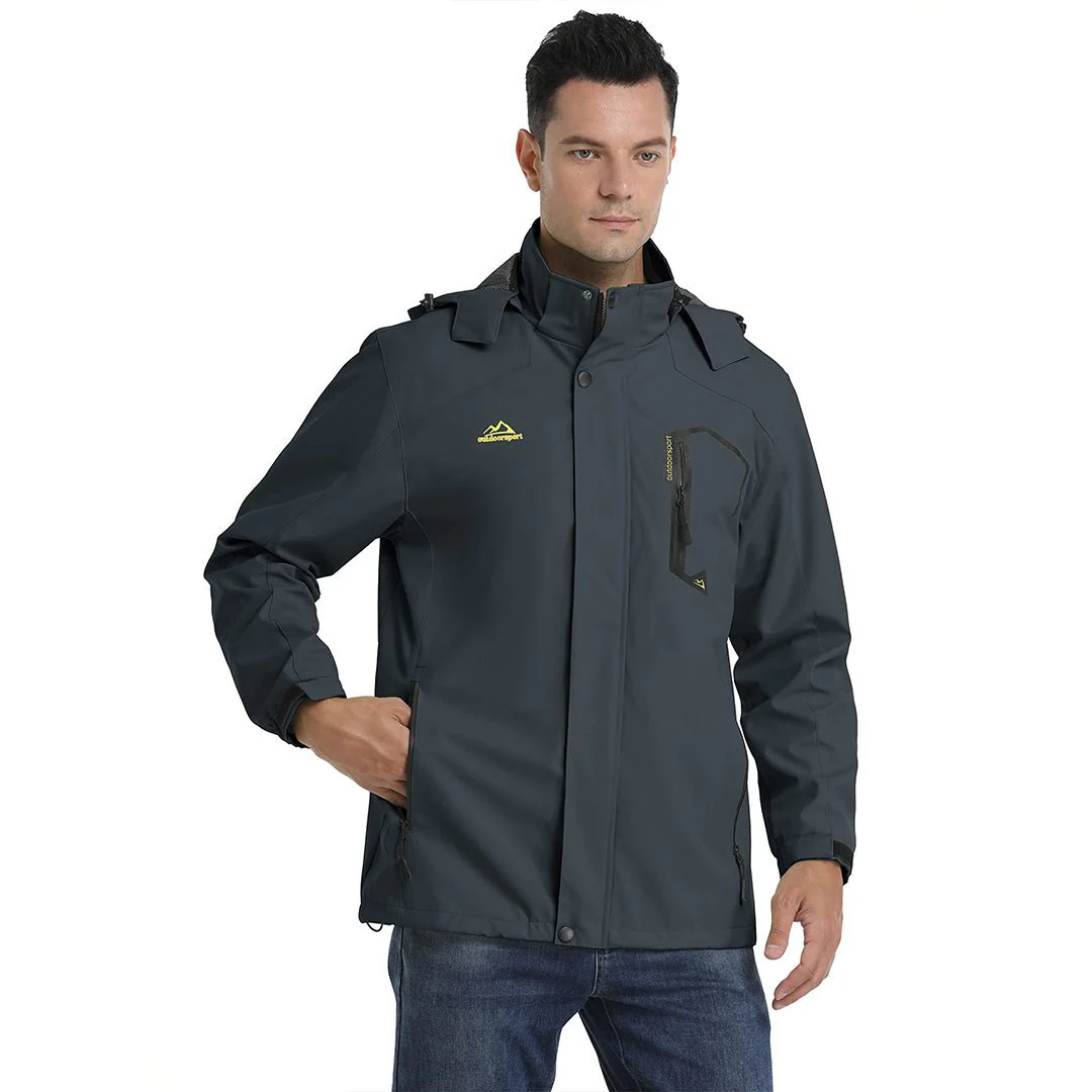Men's Lightweight Waterproof Windproof Outdoor Hiking Jacket with Zipped Pockets