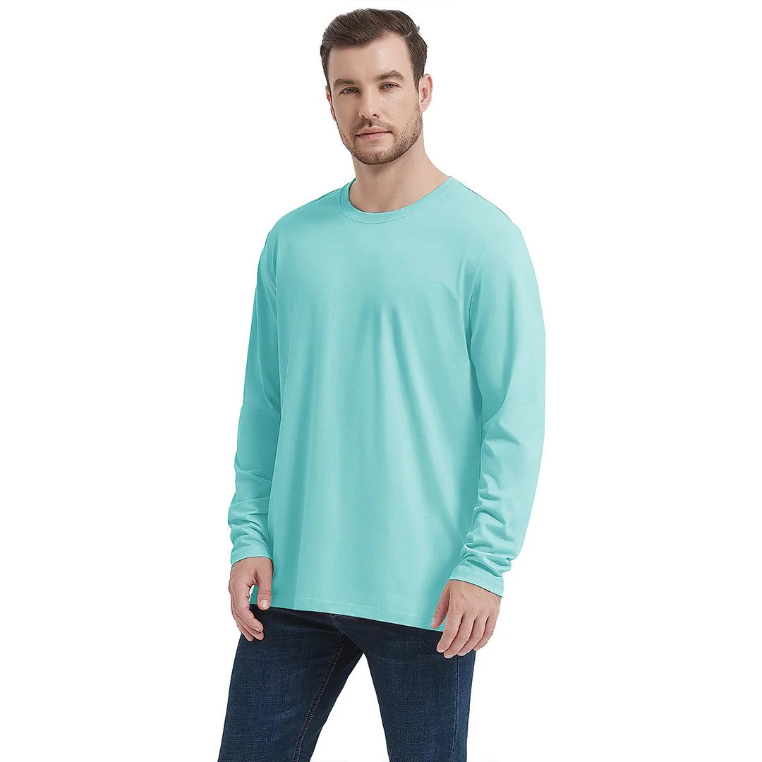 Men's Cotton Solid Color Classic Casual Long Sleeve T-shirt