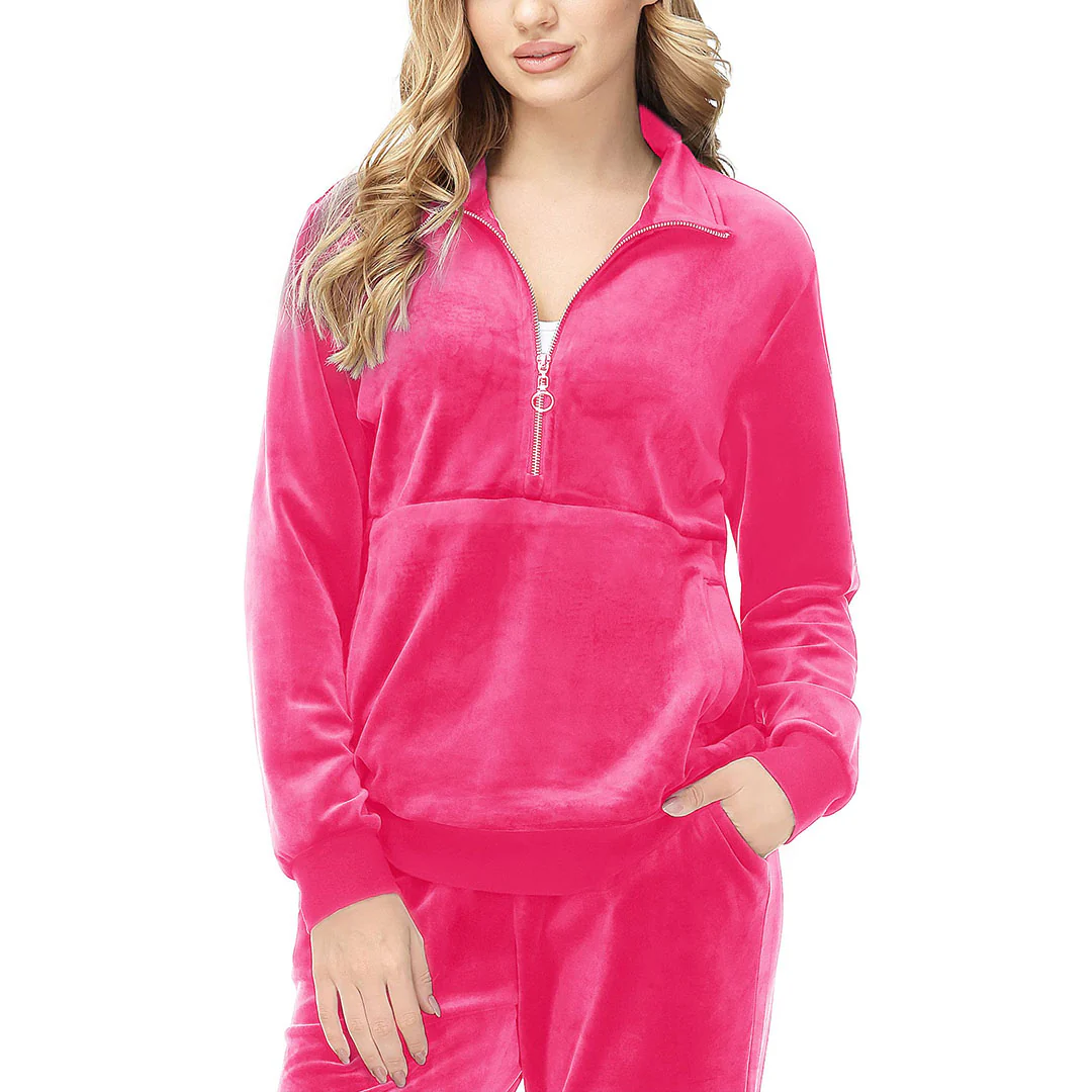 Women's Half Zip Velour Pullovers