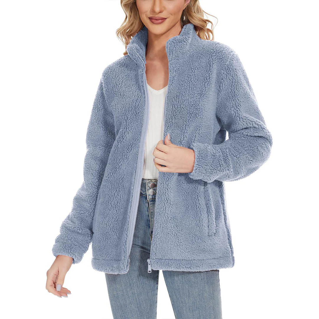 Women's Sherpa Fleece Full Zip Fuzzy Jackets
