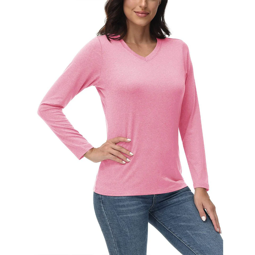 Women's V-Neck Sun Shirts UPF 50+ Long Sleeve T-Shirts
