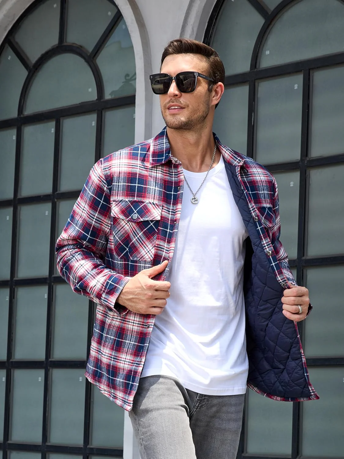 Men's Flannel Shirt Long Sleeve Button Down Jacket