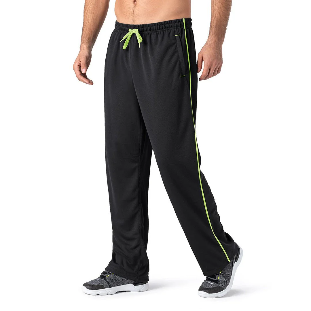 Men's Casual Open Bottom Mesh Sweatpants with Pockets