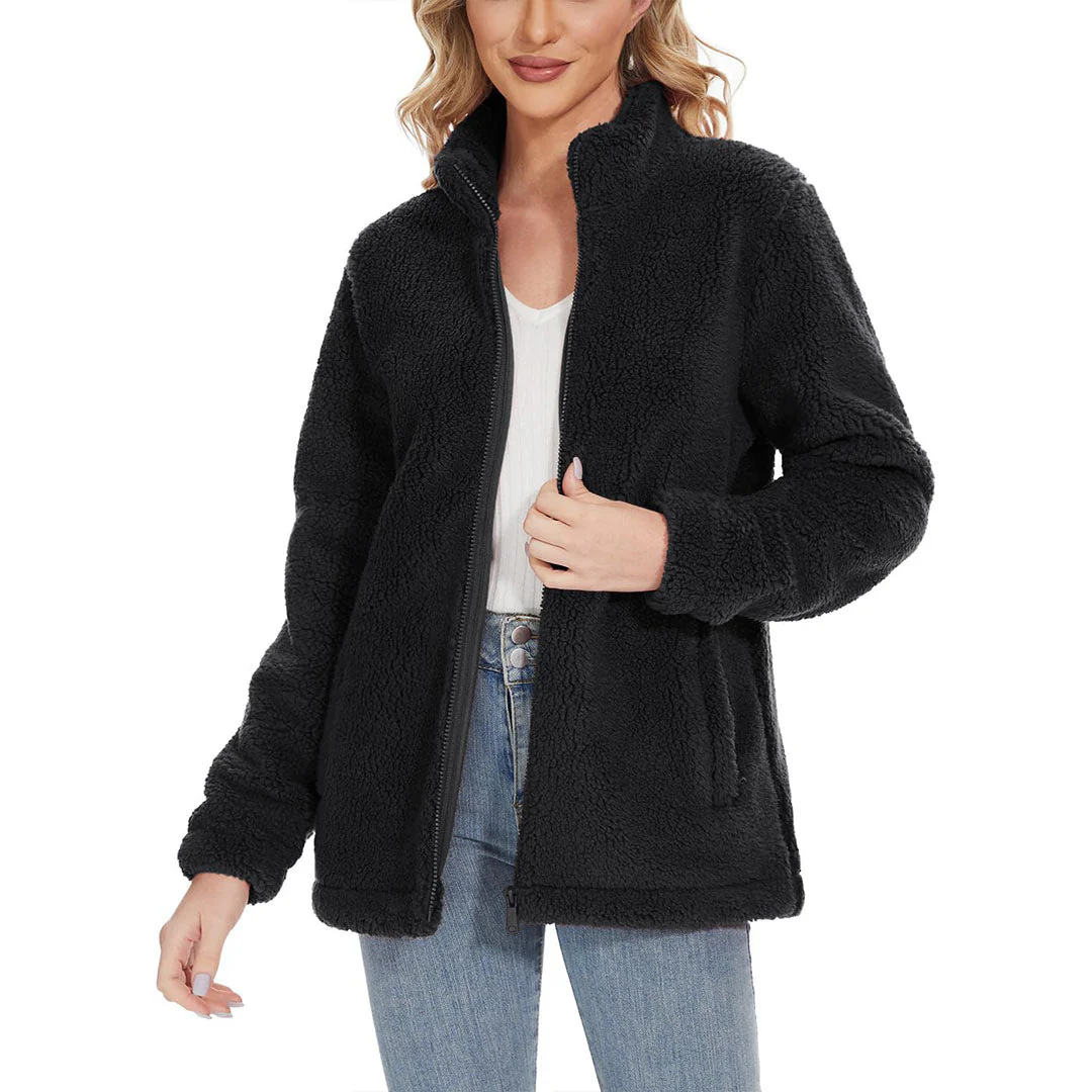 Women's Sherpa Fleece Full Zip Fuzzy Jackets
