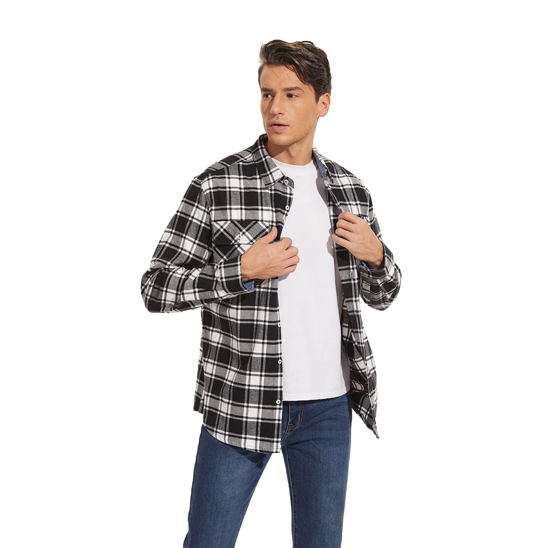 Men's Flannel Tesla Plaid Shirts Long Sleeve