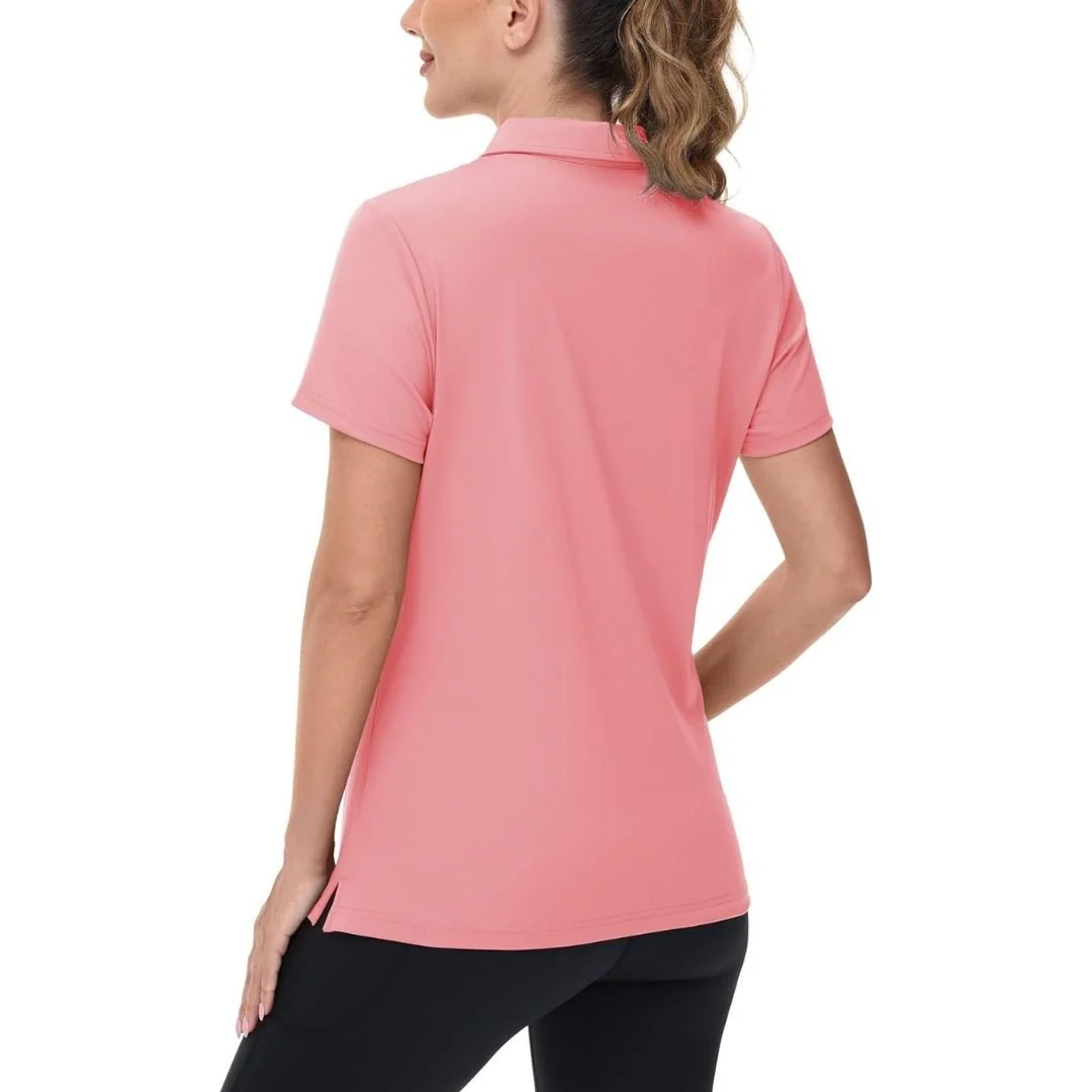 Womens V Neck Quick Dry UPF 50+ Golf Polo Shirt
