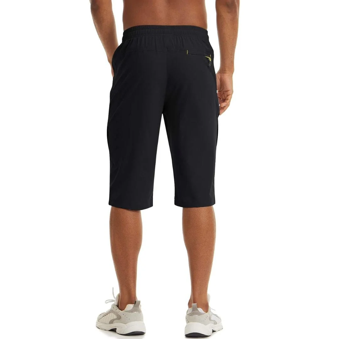 Men's Quick Dry 3/4 Capri Zipper Pockets Long Shorts