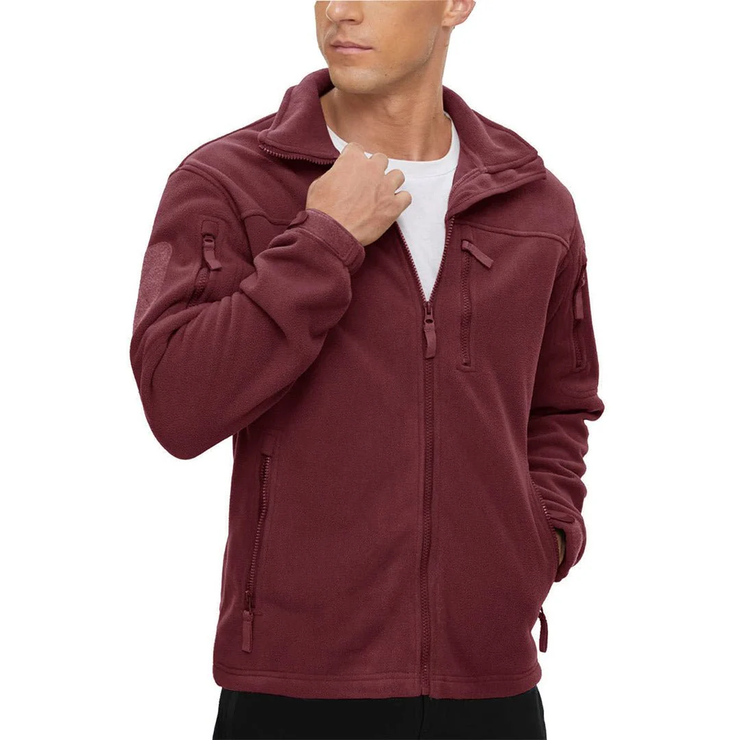 Men's Tactical Fleece Jackets Full Zip Coat with Multi Pockets